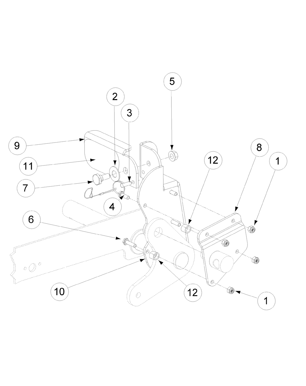Foot Pedal Deck Lift Assembly (Optional) Diagram and Parts List for M48-KW 53AB5DBV750-23-HP-OHV Cub Cadet Lawn Tractor